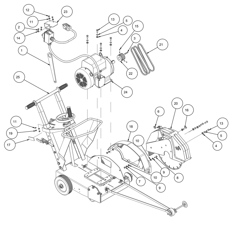 Section 01 Diagram and Parts List for MK-1605B 168099 MK Diamond Concrete Saw
